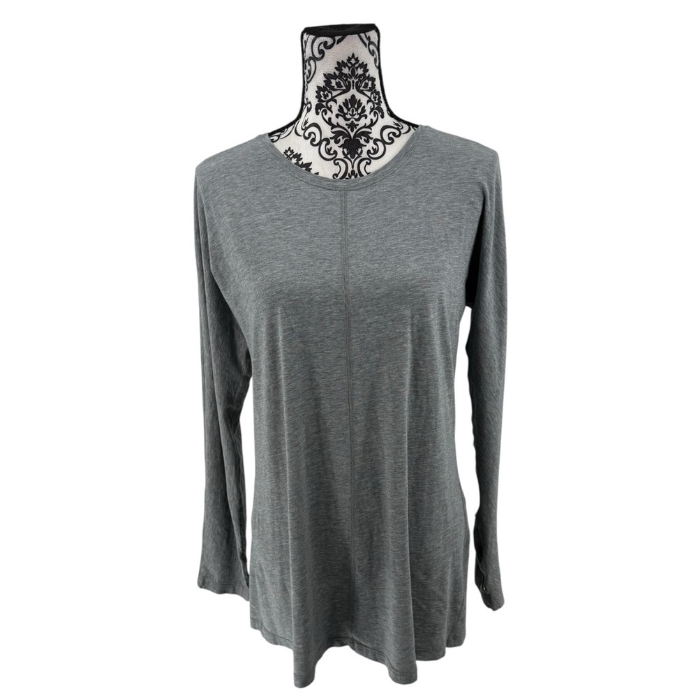 Lululemon Athletica Long Sleeve Gray Thumb Hole Workout Top Pima Cotton, 10